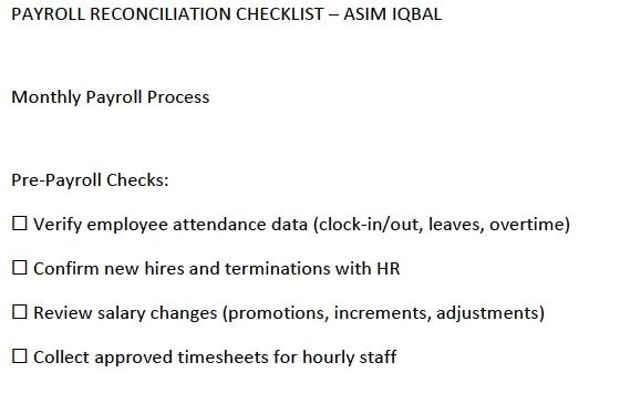 Portfolio for Payroll Reconciliation & Processing