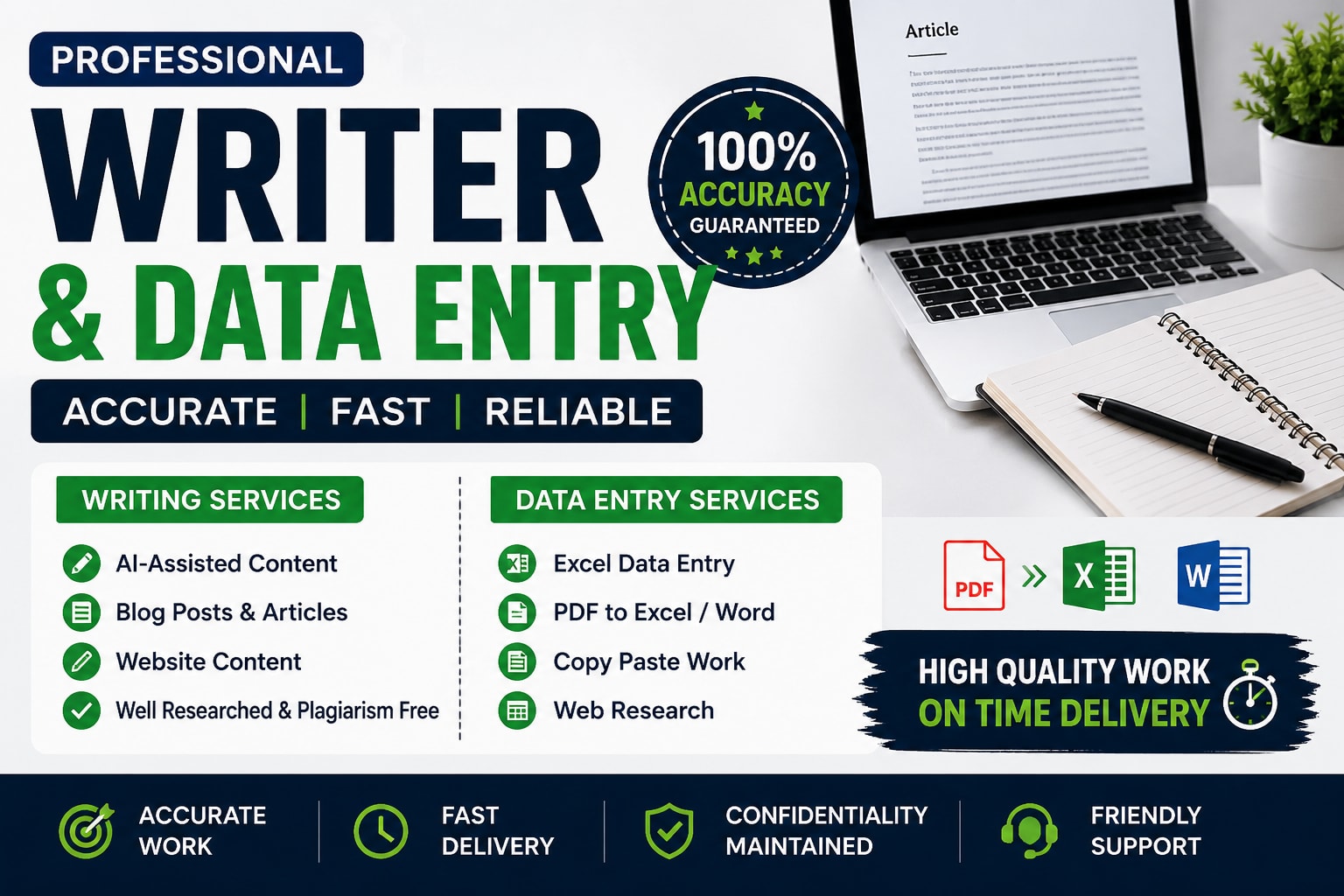 Portfolio for data entry and writer