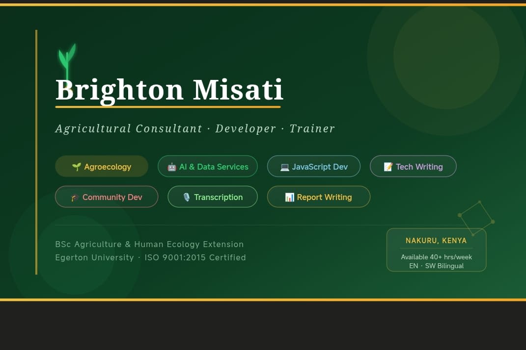 Portfolio for Agricultural Consultancy, Community Deve