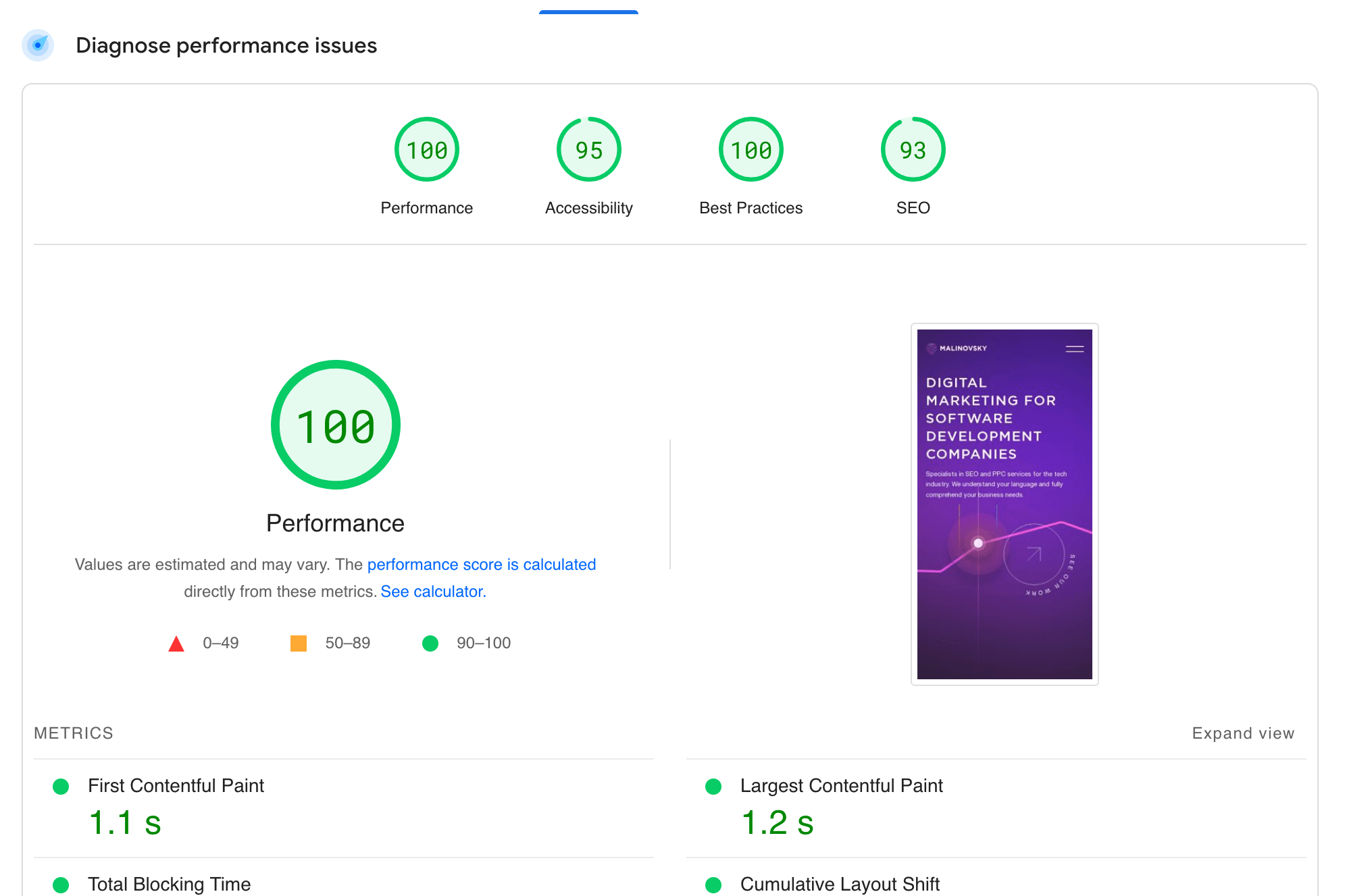 Portfolio for WordPress PageSpeed Optimization