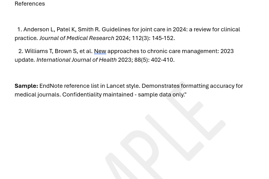 Portfolio for Medical Journal Referencing & EndNote