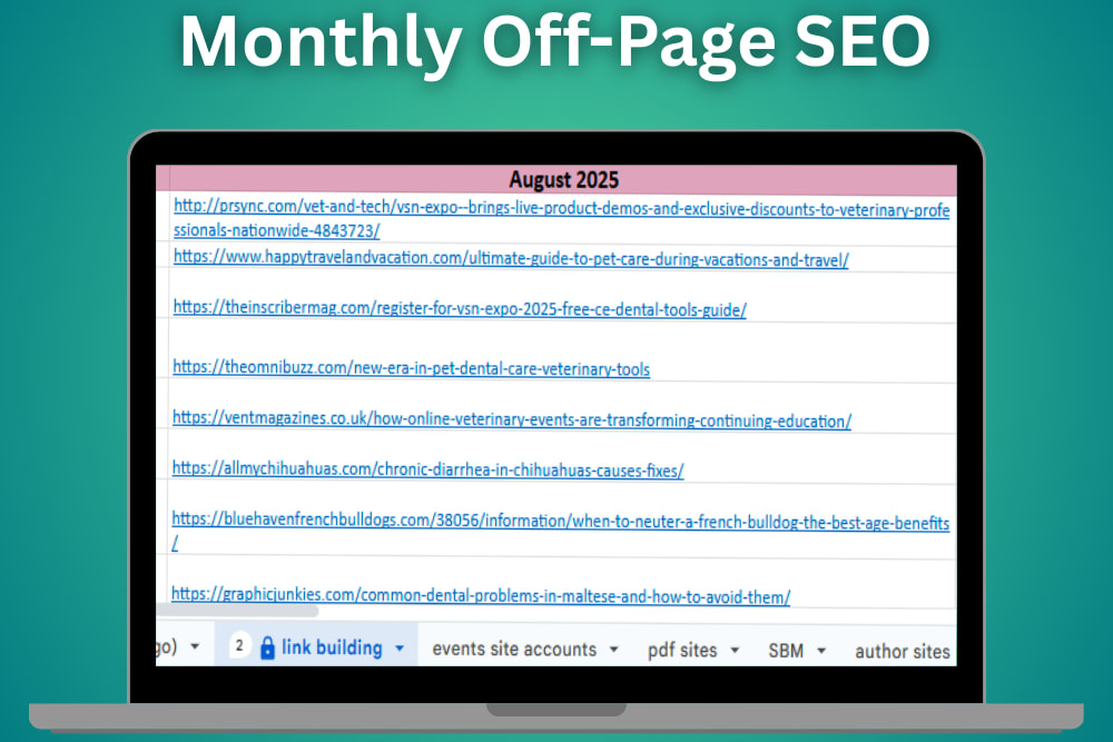 Portfolio for Off-Page SEO, Linkbuilding with high DA