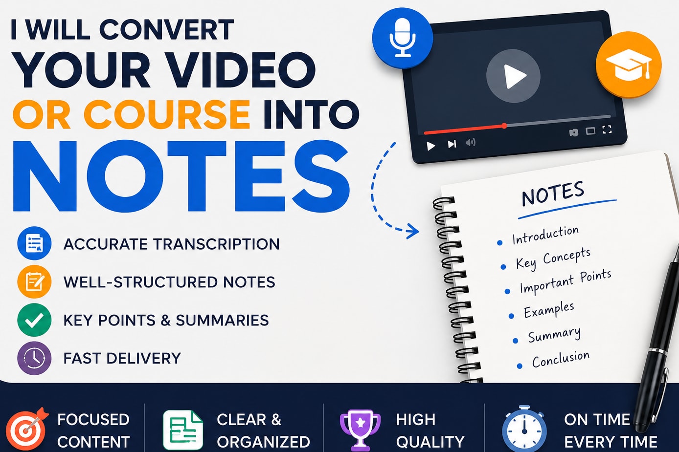 Portfolio for I will convert your video or course into