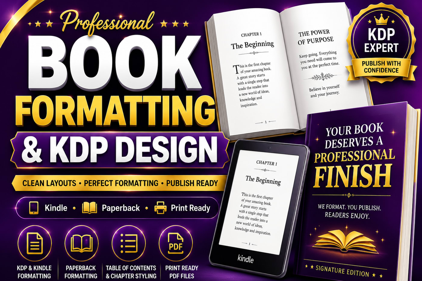 Portfolio for Book Formatting, Layout Design & KDP Pub