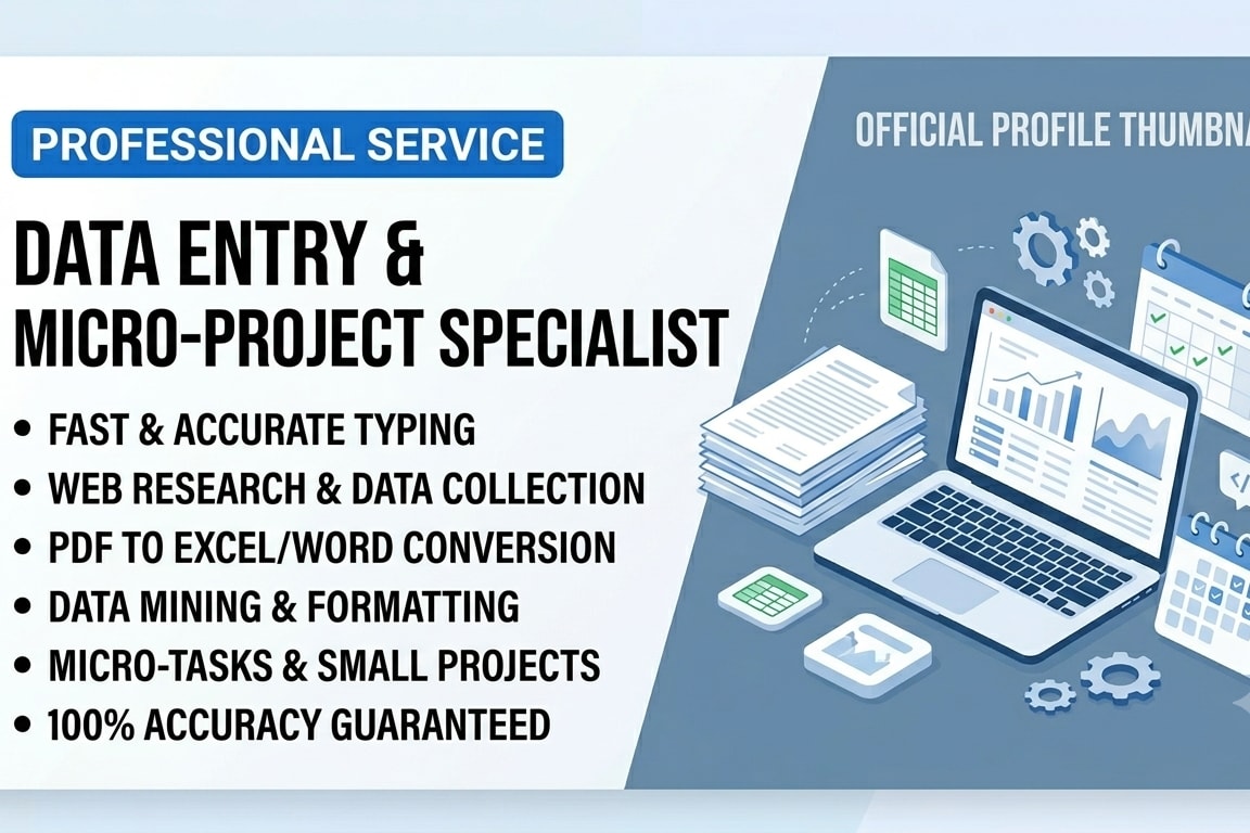 Portfolio for Professional Data Entry, Typing and MS O