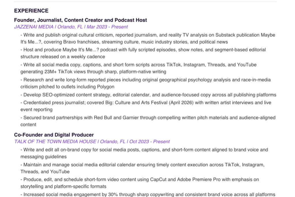 Portfolio for Social Media Copywriter