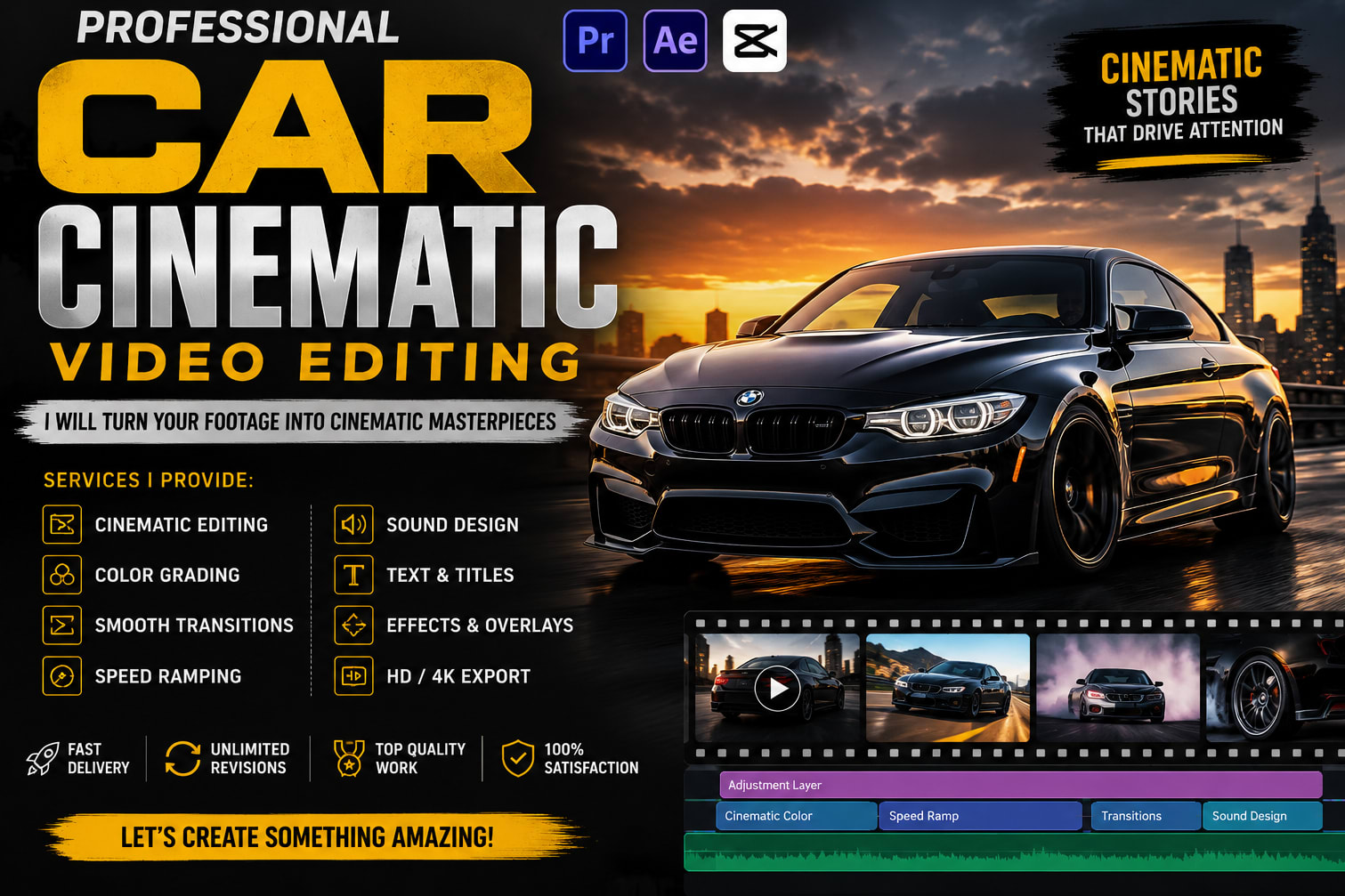 Portfolio for Professional Car Cinematic Video Editing