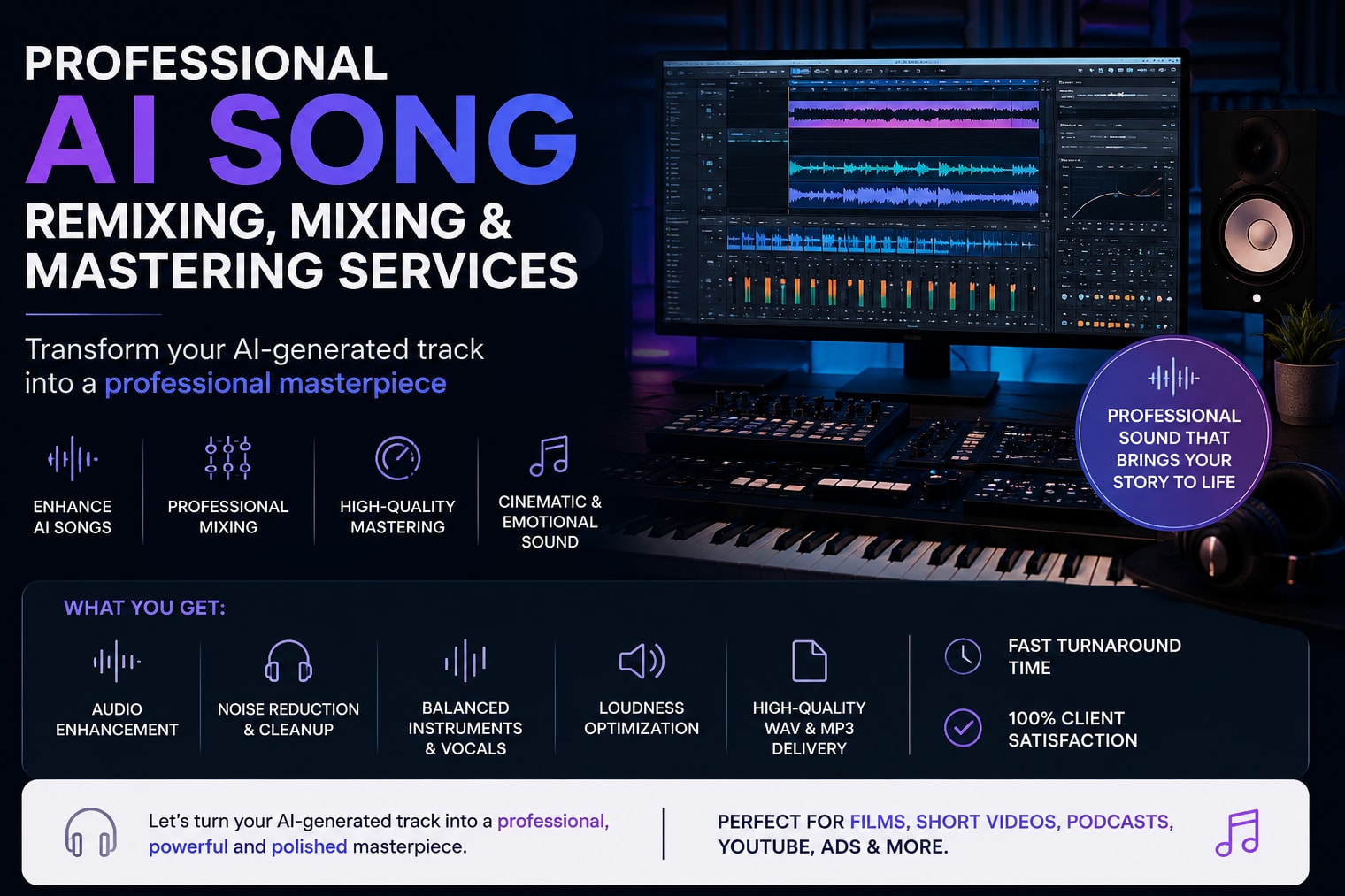 Portfolio for Professional AI Song Remixing, Mixing