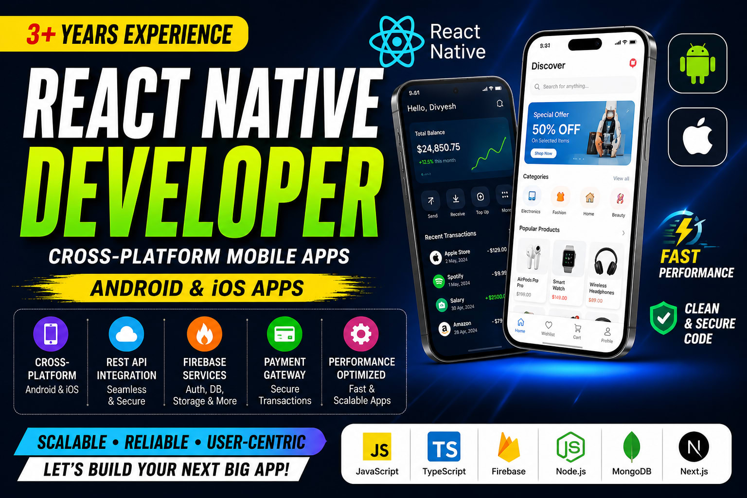 Portfolio for Expert React Native Developer