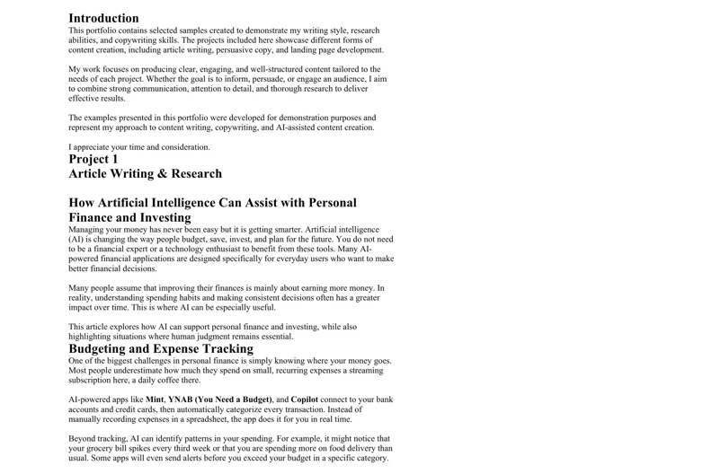 Portfolio for Redação de Conteúdo e Copywriting
