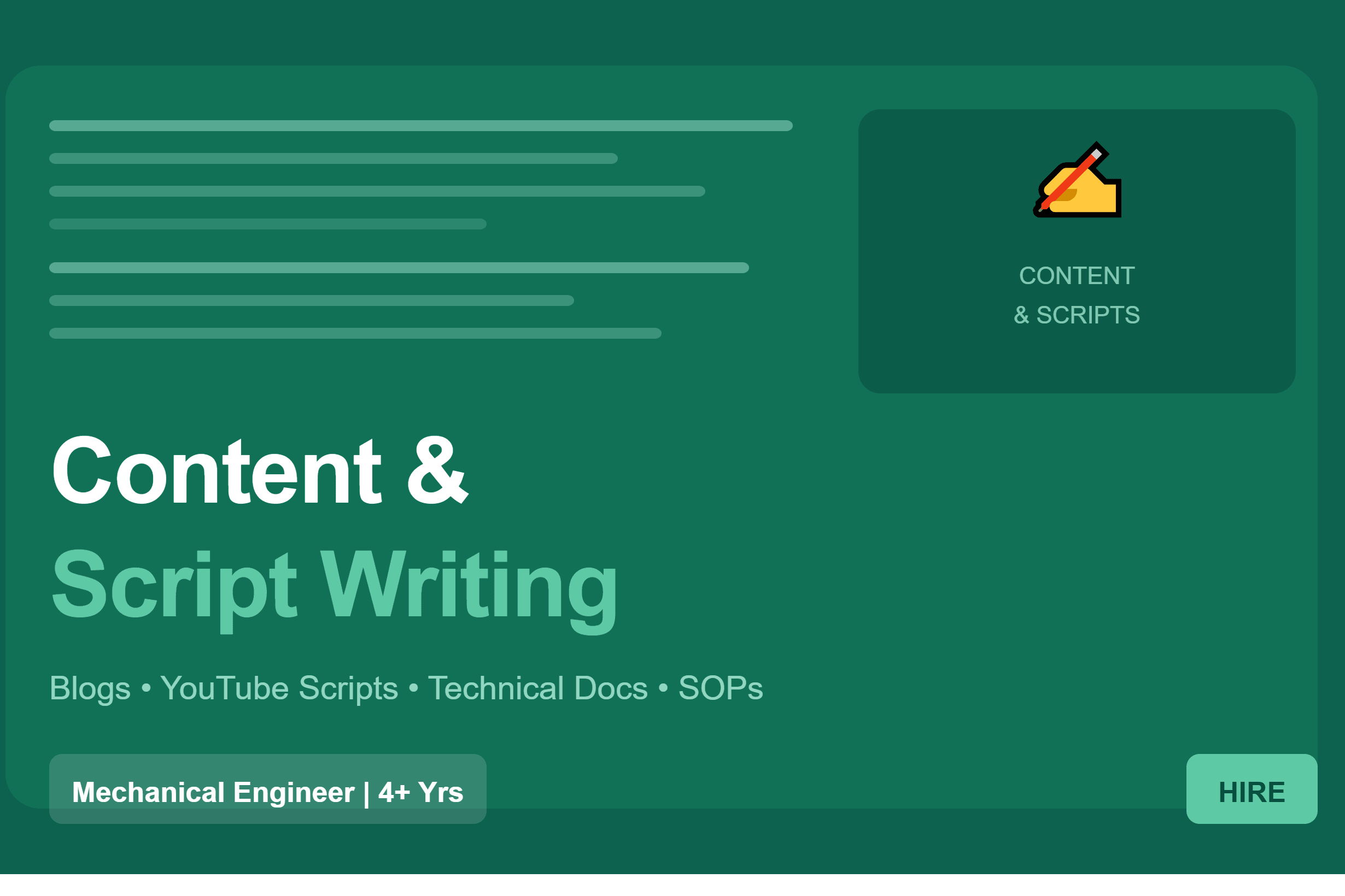 Portfolio for Content and Script writing