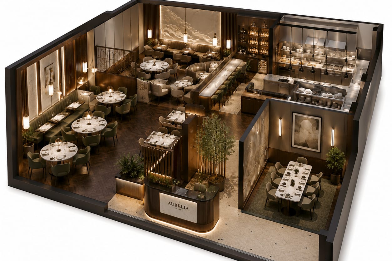 Portfolio for Restaurant 2D/3D Design
