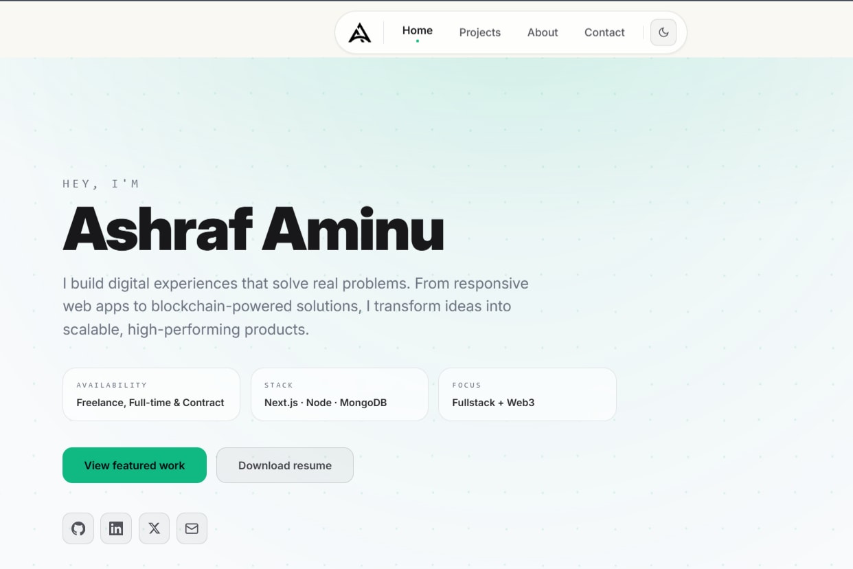 Portfolio for Full Stack Web Developer — Next.js, Type