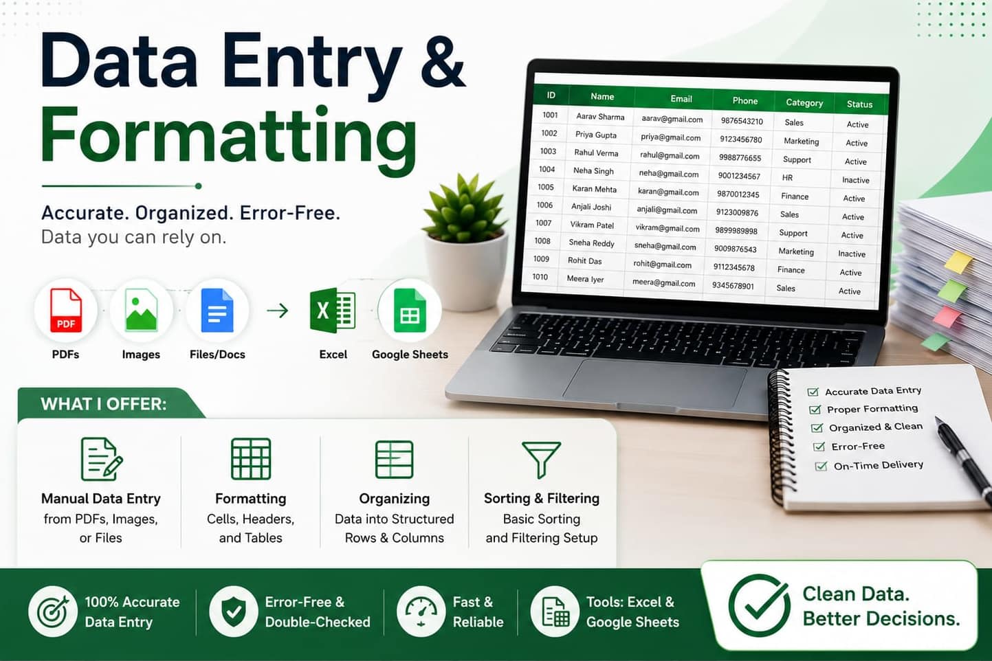 Portfolio for Data Entry & Formatting