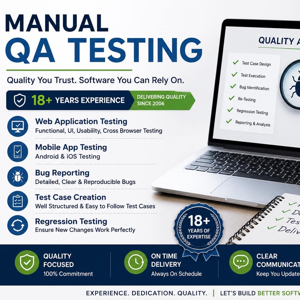 Portfolio for QA consultant for Web and Mobile testing