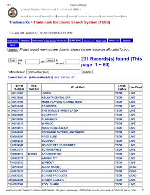 USPTO TM Records Search for White-Welker Jan 2014.pdf