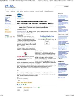 Applied Products becomes Manufacturer’s Representative for Technifor Permanent Marking _ PRLog.pdf