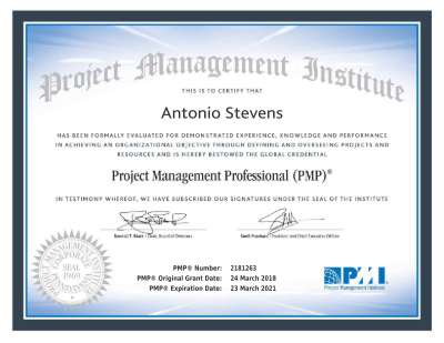 Antonio Stevens PMP certification.pdf