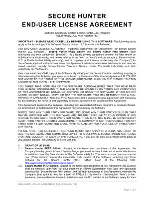 END-USER LICENSE AGREEMENT - SECURE HUNTER v5.3B [DRAFT TO SEND].pdf