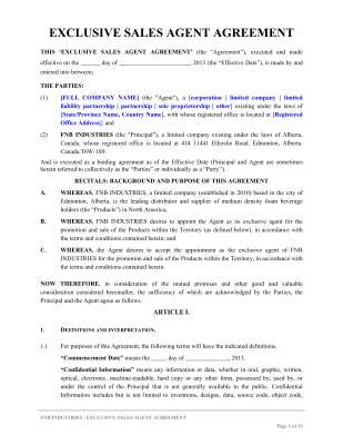 FNB INDUSTRIES - EXCLUSIVE SALES AGENT AGREEMENT v7.3.pdf