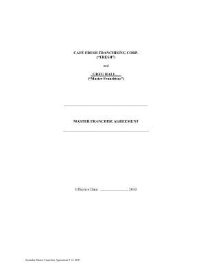 MASTER FRANCHISE AGREEMENT  [AUSTRALIAN] v.AU.9.12.pdf