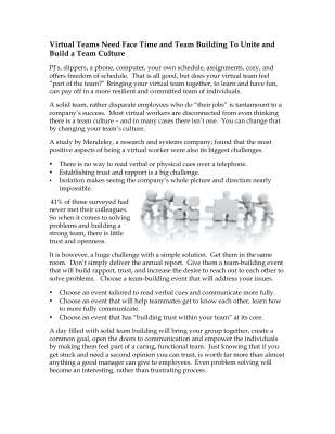 Virtual Teams Need Face Time and Team Building To Unite and Build a Team Culture.pdf