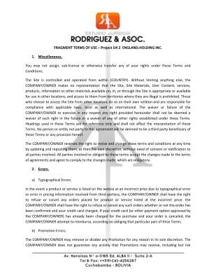 Sample - FRAGMENT TERMS OF USE – Project UK 2  ENGLAND.HOLDING INC..pdf