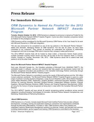 CRM Dynamics is named as Finalist for the 2012 Microsoft Partner Network IMPACT Awards Program.pdf