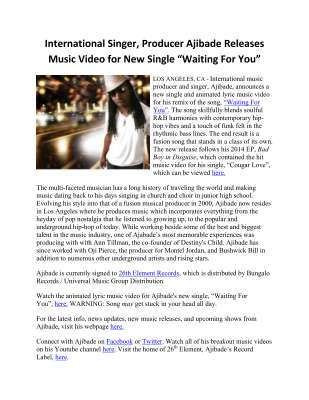 Ajibades Waiting For You Music Video Press Release.pdf