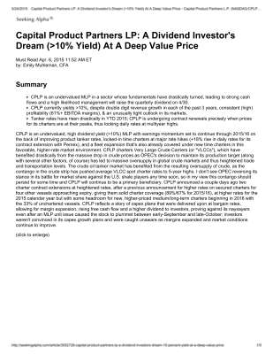 Capital Product Partners LP_ A Dividend Investor's Dream (_10% Yield) At A Deep Value Price - Capital Product Partners L.P.pdf