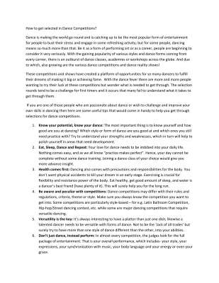 How to get selected in dance comp.pdf