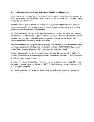 New Toilet Seat Sanitizer Spray introduced for Sri Lankan Women.pdf