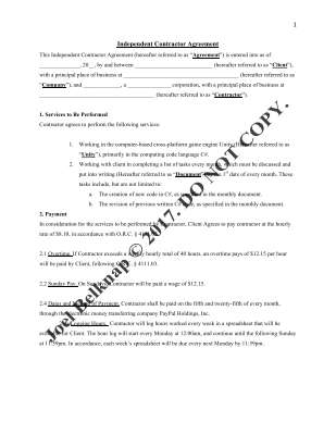 Independant Contractor Agreement and Confidentiality Agreement.pdf
