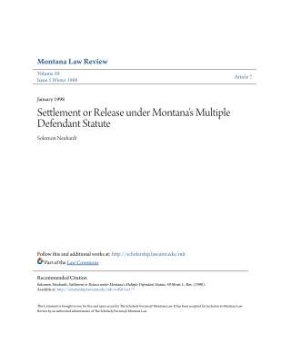 Settlement or Release Under Montanas Multiple Defendant Statute.pdf