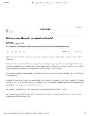 Tech upgrades_ Necessity or trophy investments_ _ American Banker.pdf