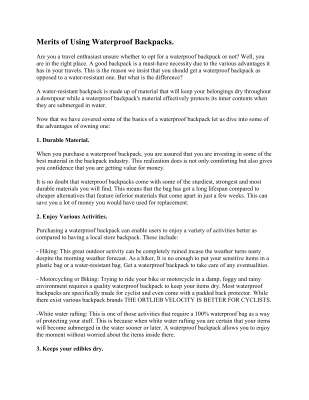 Merits of Using Waterproof Backpacks.docx.pdf