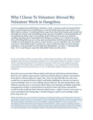 Why I Chose To Volunteer Abroad My Volunteer Work in Hangzhou.pdf