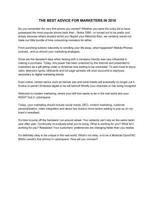 THE BEST ADVICE FOR MARKETERS IN 2018.pdf