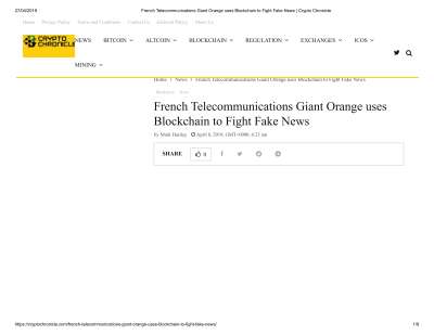 French Telecommunications Giant Orange uses Blockchain to Fight Fake News _ Crypto Chronicle.pdf