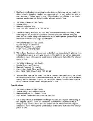 Mini Rucksack Backpack is an ideal bag for daily use.pdf