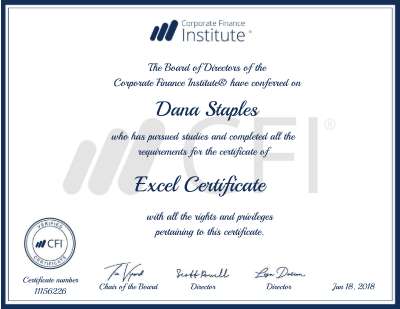 Excel spreadsheet modeling for financial analysis Certificate - Dana Staples _ Accredible _ Certificates, Badges and Blockchain Credentials_.pdf
