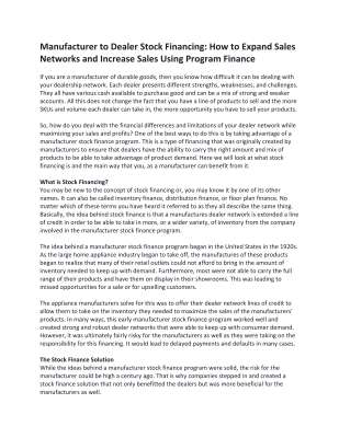 Sample - Manufacturer to Dealer Stock Financing.pdf