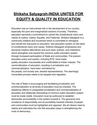 Shiksha Satyagrah-INDIA UNITES FOR EQUITY & QUALITY IN EDUCATION.pdf