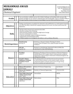 Resume-Muhammad Awais Jamali-Chemical Engineer.pdf