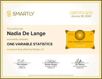 Nadia De Lange-ONE-VARIABLE STATISTICS-Certificate.pdf