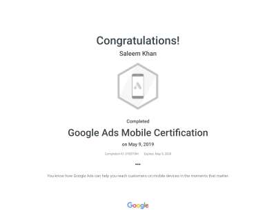 Google Ads Mobile Certification _ Saleem Khan.pdf