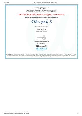 AlfaTyping.com - Typing Certificate of Dheepak S.pdf