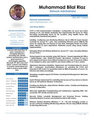 Muhammad Bilal CV (Network Administrator).pdf