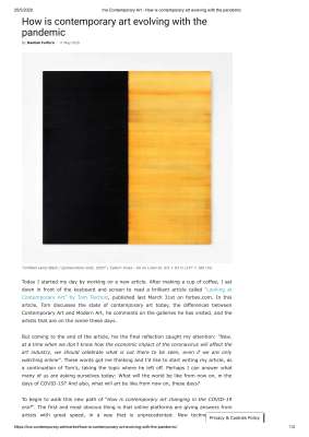 Sample Work #01 - Ina Contemporary Art - How is contemporary art evolving with the pandemic.pdf