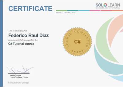 Certificado - Federico Raul Diaz - Solo Learn - CSharp.pdf